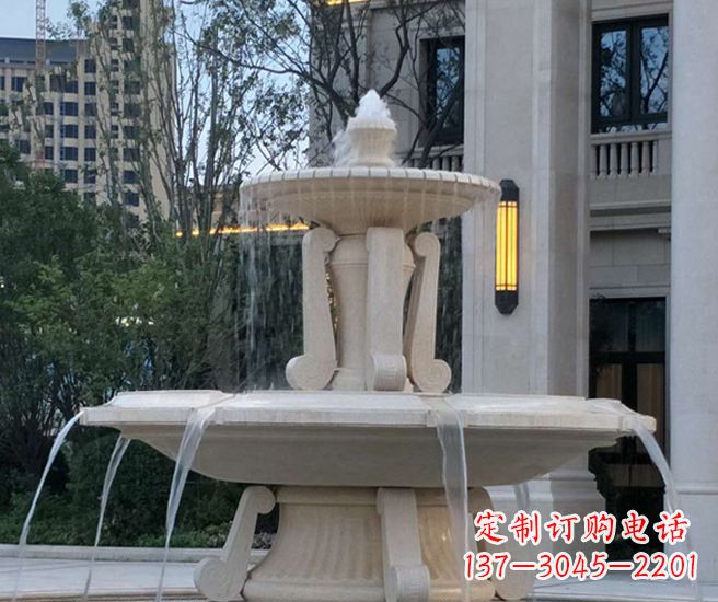 陕西别墅景观汉白玉喷泉石雕 (2)