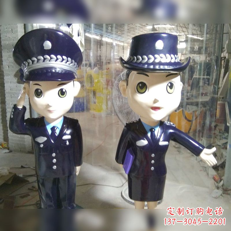 陕西玻璃钢警察雕塑表达警队宗旨