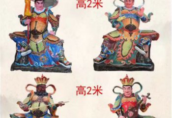 陕西玻璃钢彩绘四大天王雕塑宏伟壮观的艺术珍品