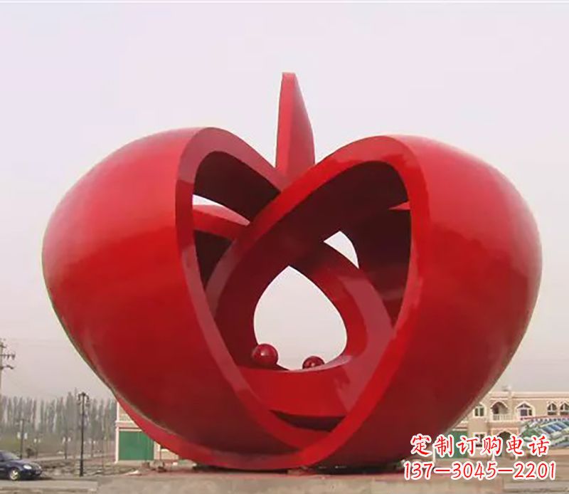 陕西精致的不锈钢苹果雕塑