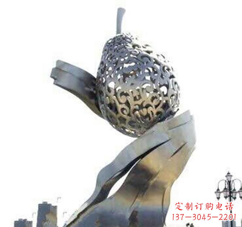 陕西不锈钢梨雕塑艺术结合精美外形