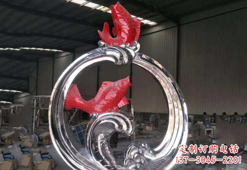 陕西不锈钢跃龙门雕塑——浪漫传奇的见证