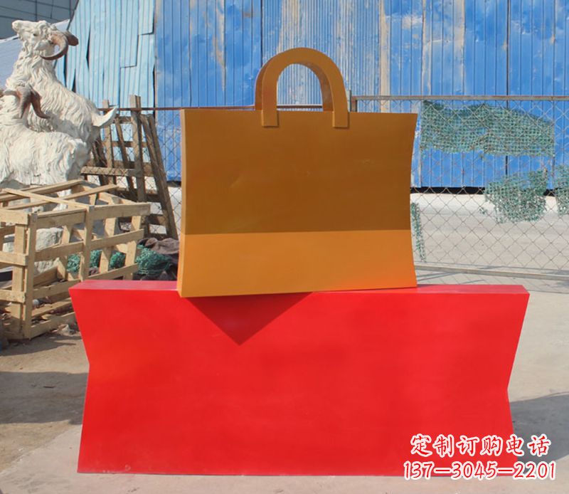 陕西精美不锈钢购物袋雕塑