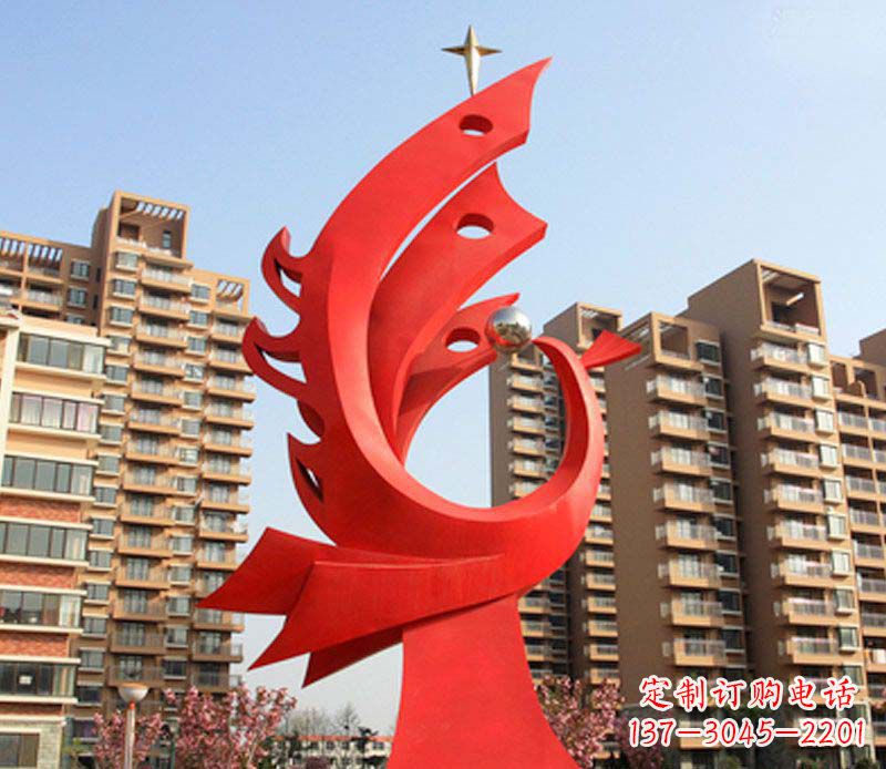 陕西凤凰雕塑不锈钢广场的精美景观