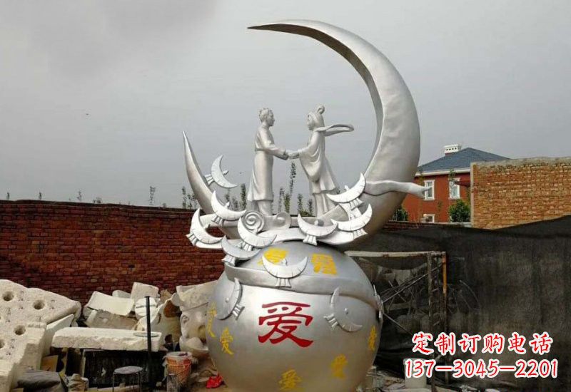 陕西牛郎织女传说的不锈钢雕塑