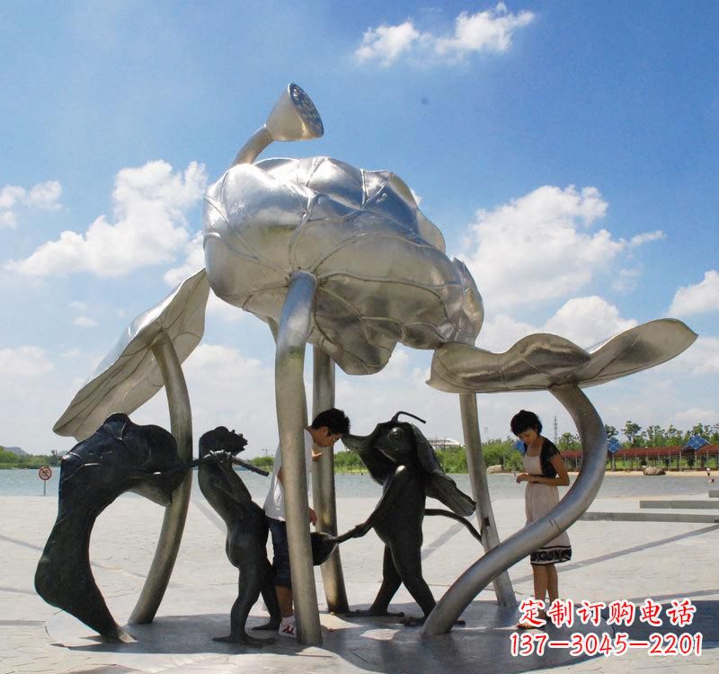 陕西荷花之美——不锈钢荷花广场雕塑