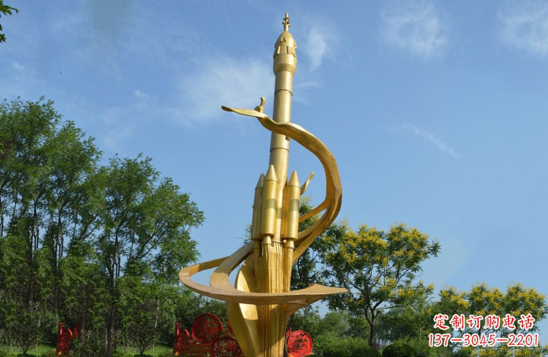 陕西火箭飞向蓝天不锈钢火箭广场景观雕塑