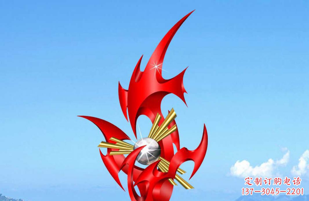 陕西不锈钢火苗抽象景观雕塑给城市添彩