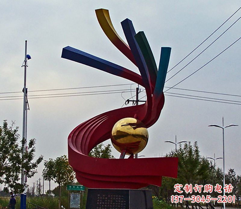陕西不锈钢飘带雕塑艺术与自然的完美结合