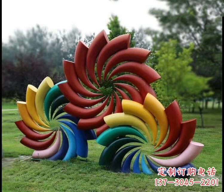 陕西彩色不锈钢风车雕塑