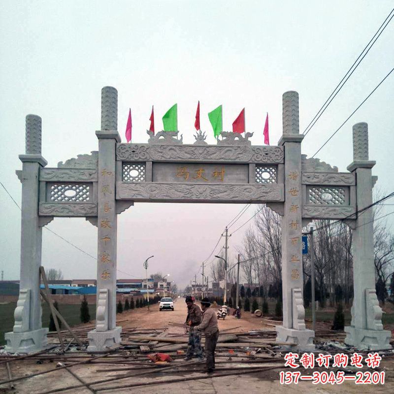 陕西传承古老石牌坊雕塑