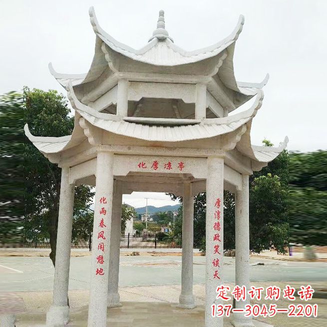 陕西大理石凉亭双层雕塑