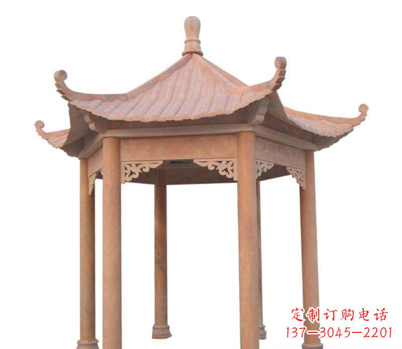 陕西大理石六角凉亭雕塑