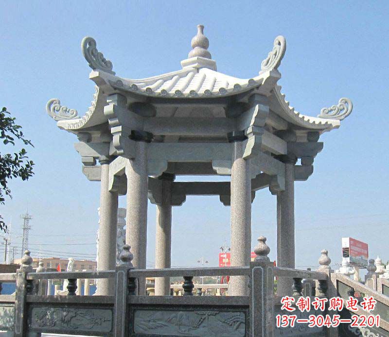陕西大理石六角凉亭石雕，为您的家园带来浪漫情怀