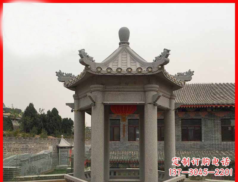 陕西大理石六角凉亭石雕