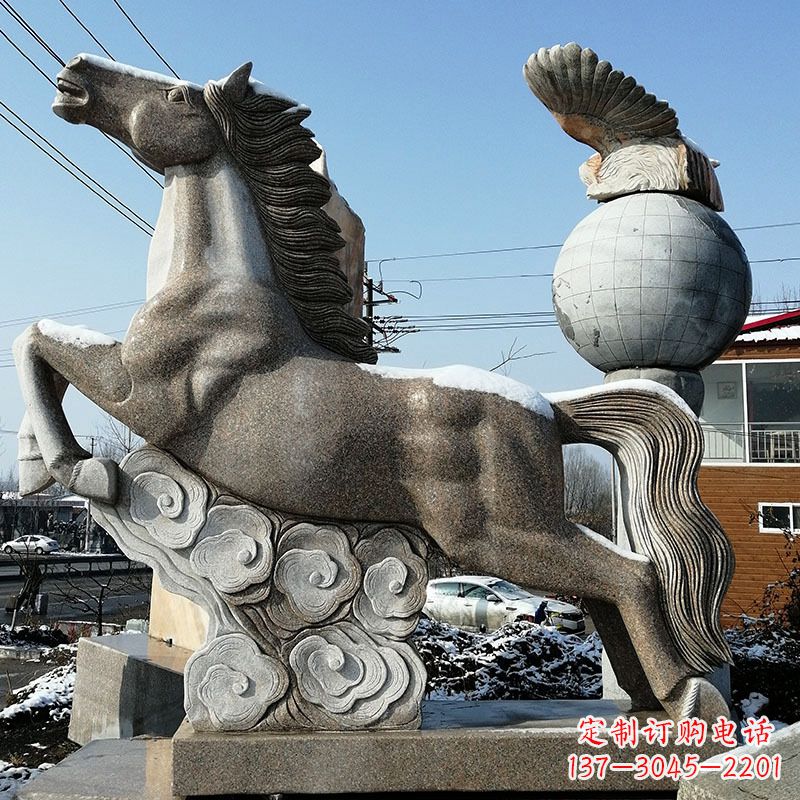 陕西大理石马踏祥云雕塑