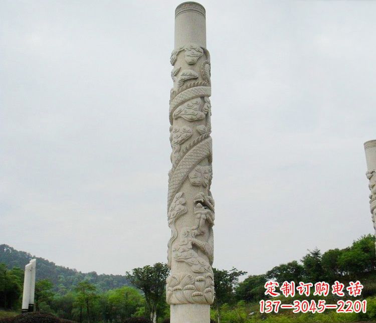 陕西大理石盘龙柱雕塑