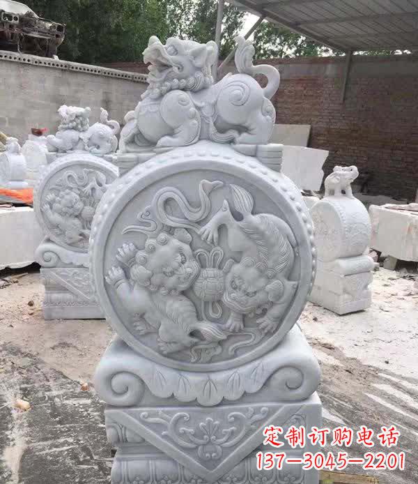 陕西大理石狮子抱鼓石雕塑