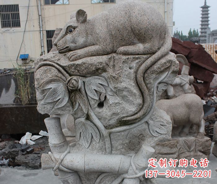 陕西大理石生肖鼠石雕