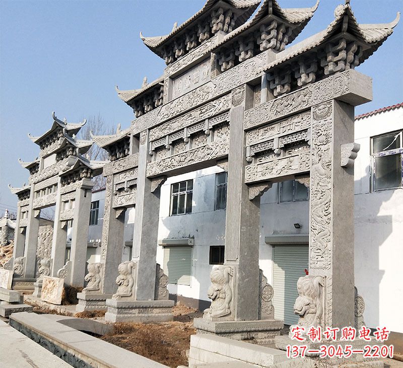 陕西大理石石雕牌坊雕塑定制