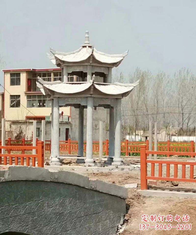 陕西大理石双层凉亭雕塑