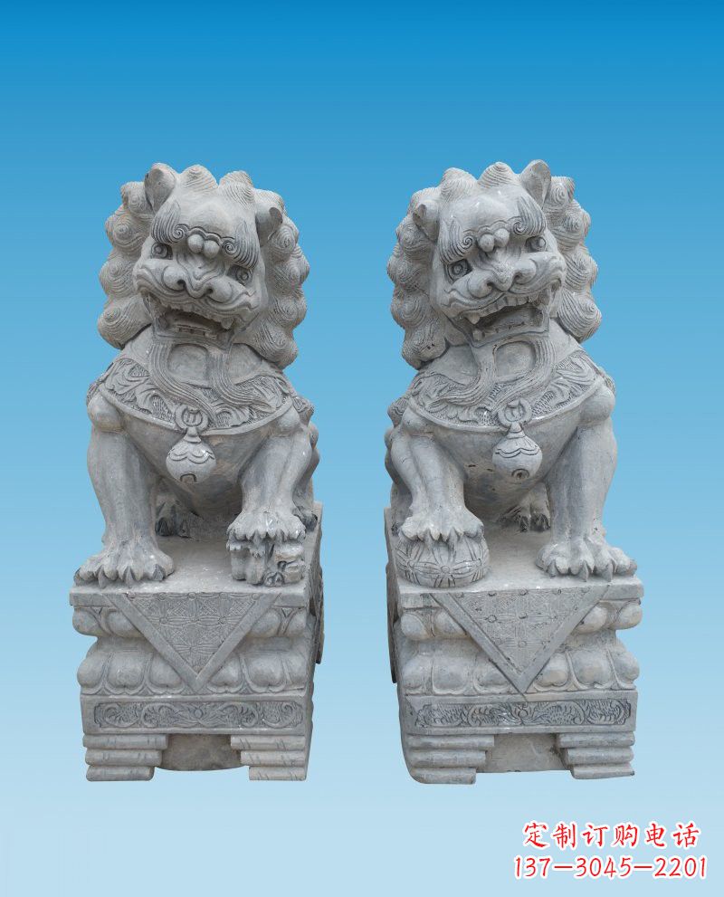 陕西精致雕刻的大理石狮子雕塑