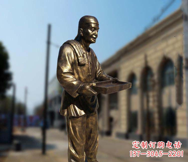 陕西古典神秘的店小二人物铜雕