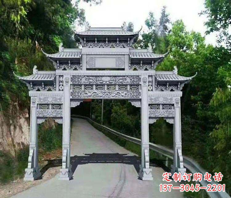 陕西仿古三门牌坊石雕