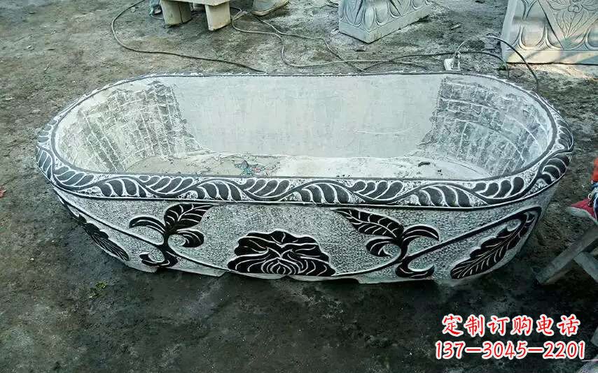 陕西风格独特的仿古石头水缸雕塑