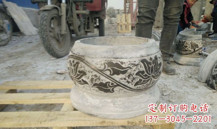 陕西仿古圆形水缸石雕塑