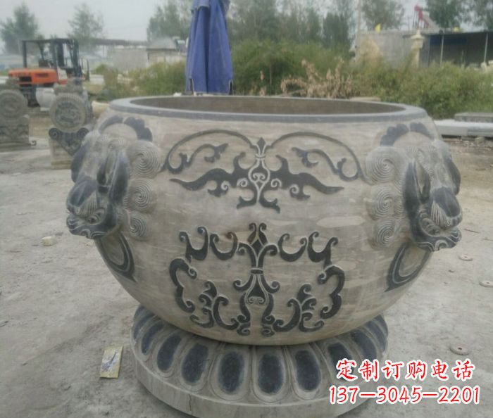 陕西仿古圆形水缸石雕