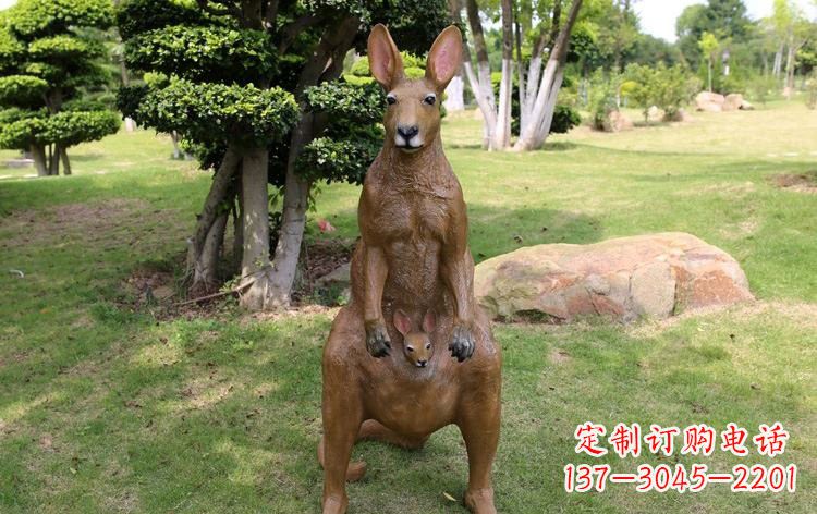 陕西公园玻璃钢仿真袋鼠雕塑