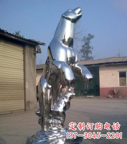 陕西公园不锈钢抽象北极熊动物雕塑