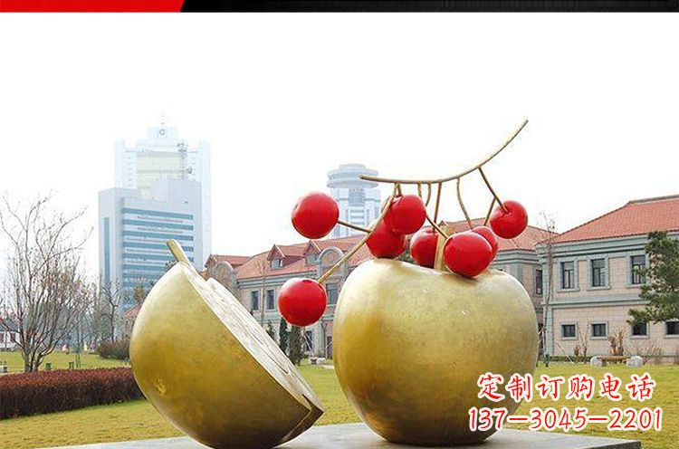 陕西公园不锈钢苹果樱桃雕塑
