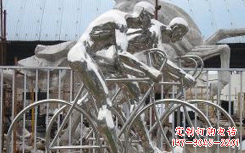 陕西铸造不锈钢骑自行车景观雕塑