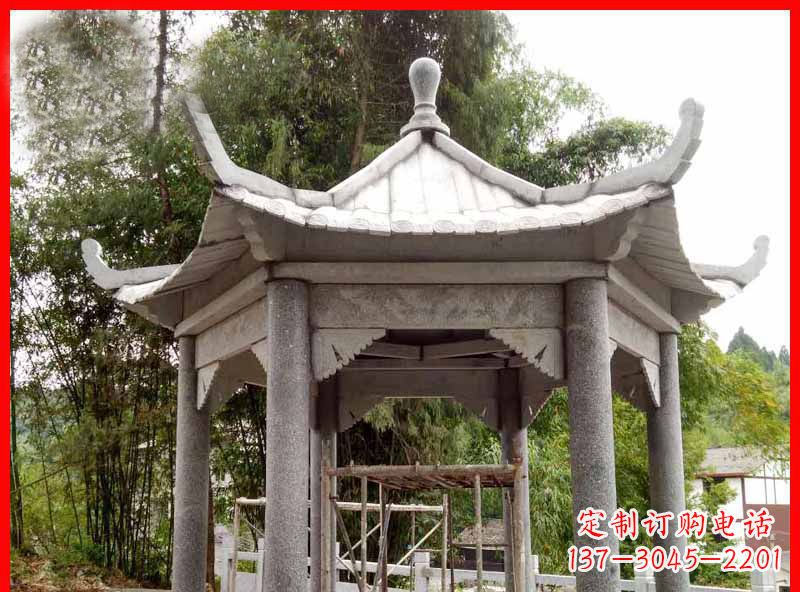 陕西复古公园石凉亭雕塑