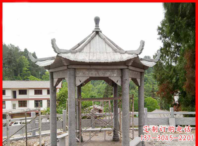 陕西精美大理石六角石凉亭雕塑
