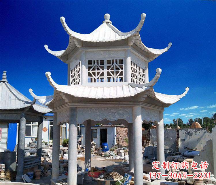 陕西大理石双层凉亭雕塑