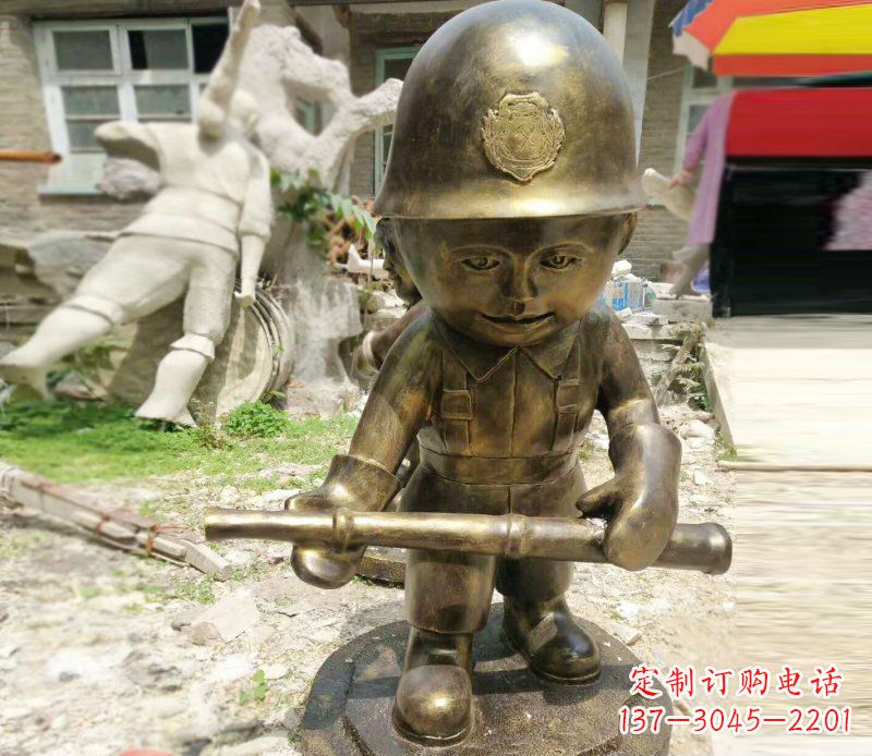 陕西精致细腻的交通警察铜雕