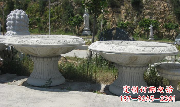 陕西美轮美奂的大理石花盆雕塑