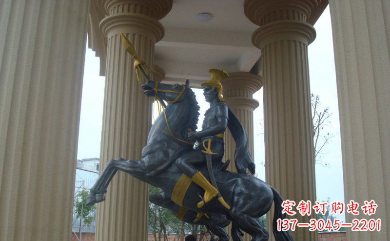 陕西公园骑马的罗马士兵人物铜雕