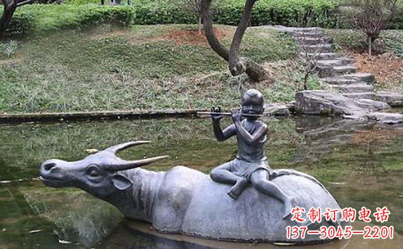 陕西草原上的牧童铜雕