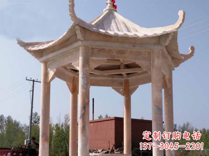 陕西红六角凉亭雕塑