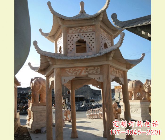 陕西中式双层石雕凉亭