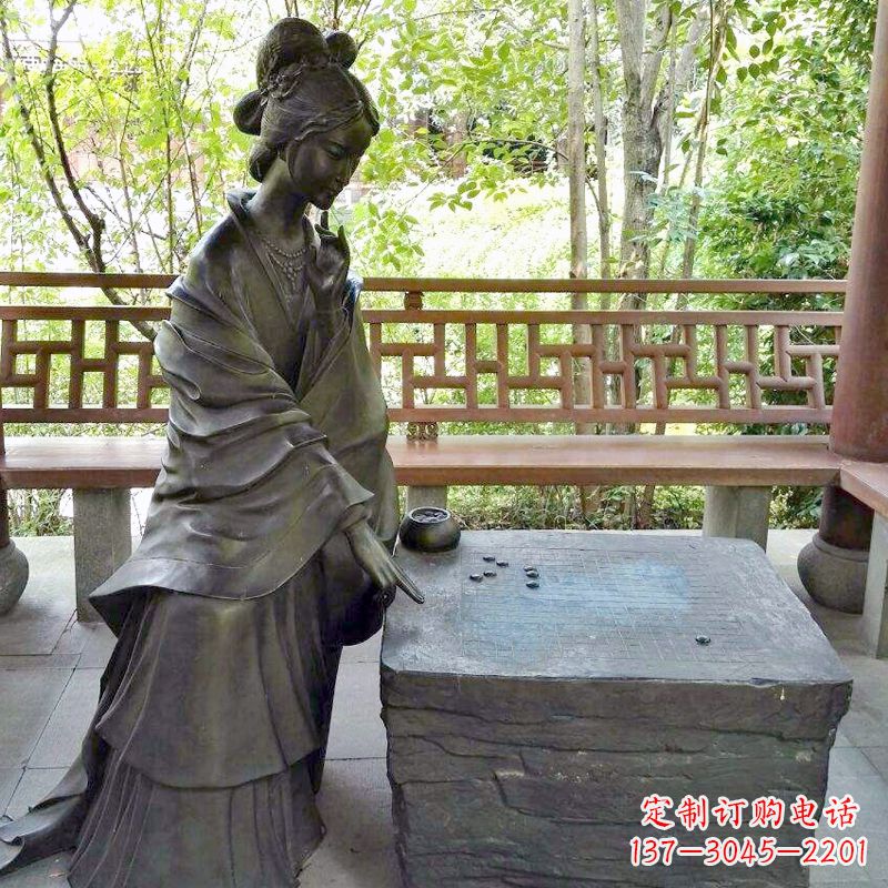 陕西古代美女西施下棋情景雕塑