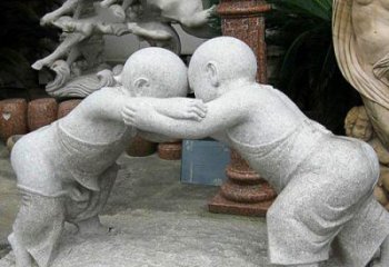 陕西可爱小孩摔跤石雕
