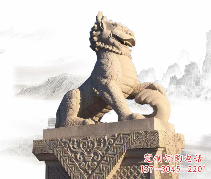 陕西精美古典大理石麒麟石雕