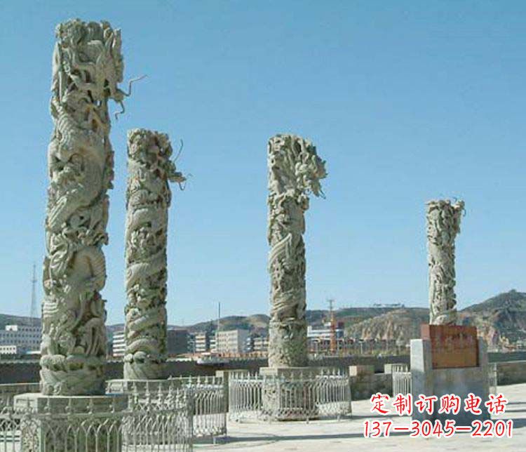 陕西中领雕塑的大理石盘龙柱景观石雕