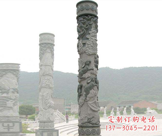 陕西中领雕塑:多彩活力的12生肖石柱