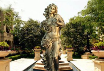 陕西华丽蓬勃的铜雕女神像
